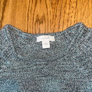 Blue Crew Neck Sweater with Ribbed Cuffs